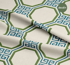 Altıgen Yunan Anahtarı Geometrik Desenli Dijital Baskılı Kumaş