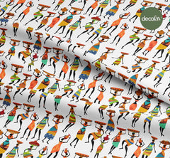 Dekoratif Afrika Kadınları Desenleri Dijital Baskılı Kumaş