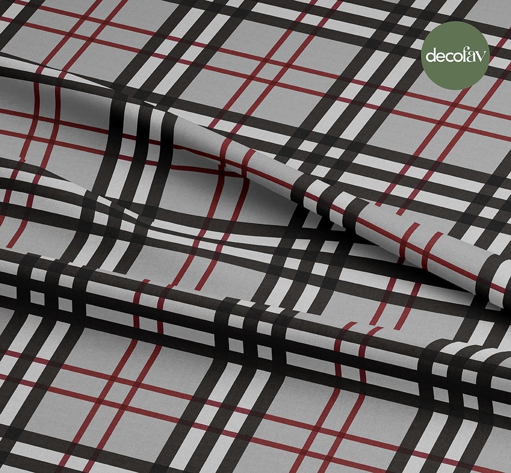 Ekose Desenli Dijital Baskılı Kumaş