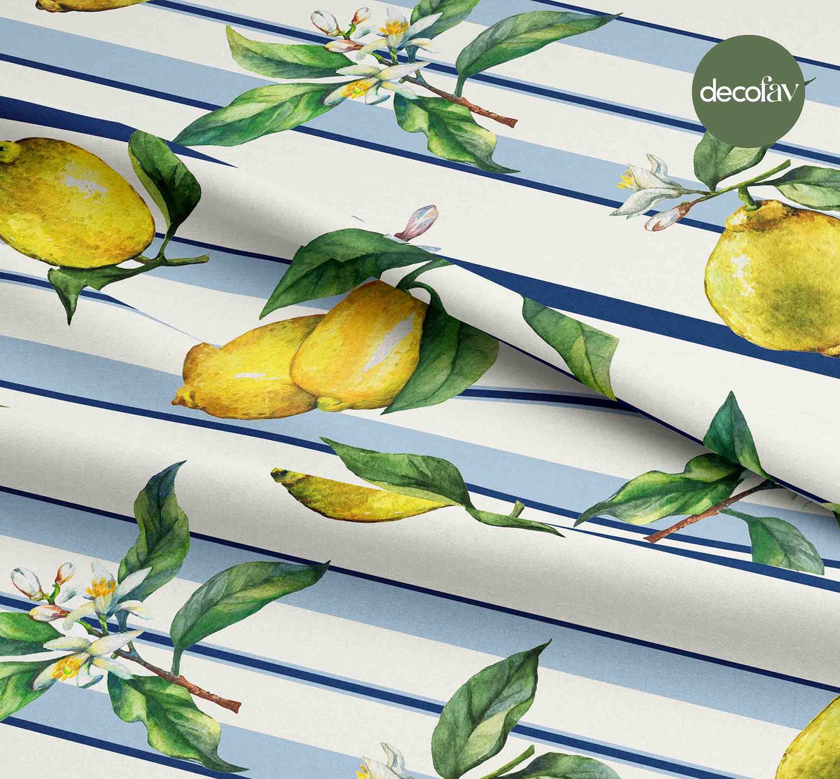 Lemon Striped Ground Patterned Digital Printed Fabric
