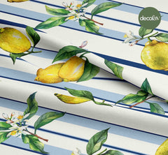 Lemon Striped Ground Patterned Digital Printed Fabric