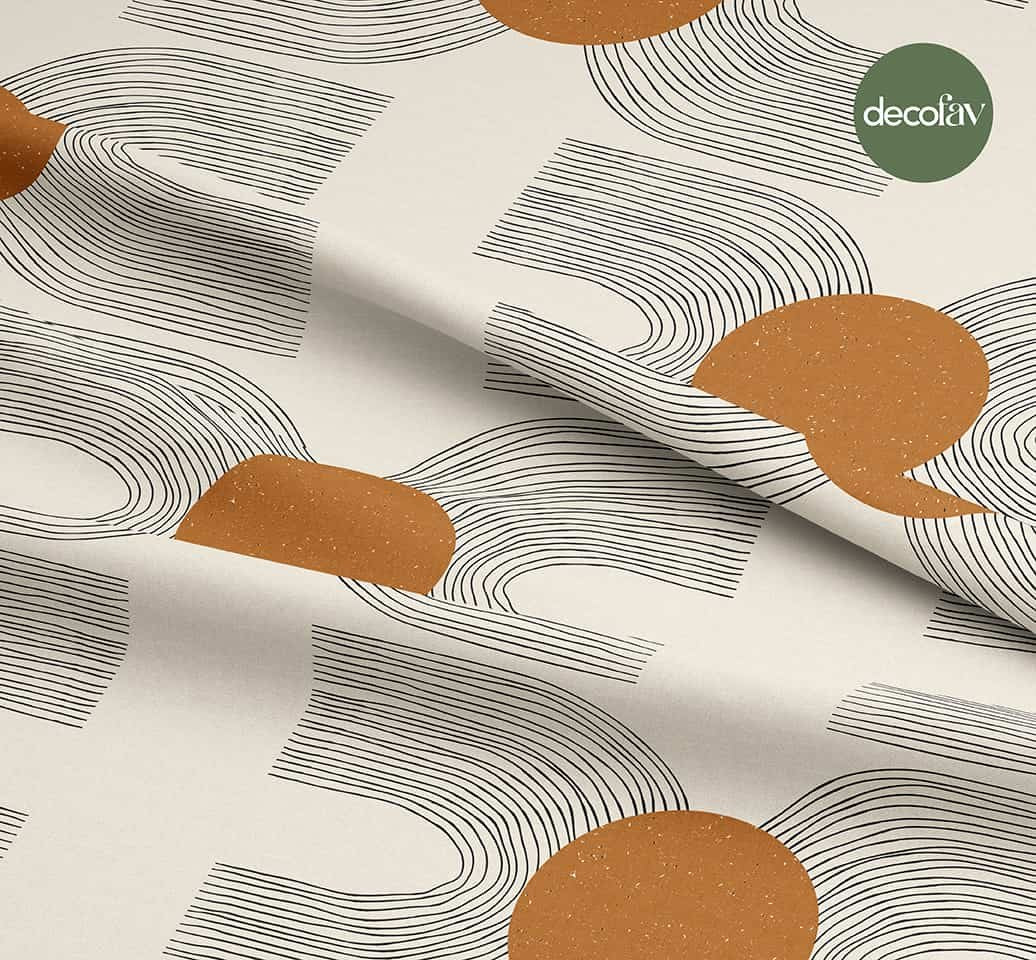 Abstrakt Geometrik El Çizim Desenli Dijital Baskılı Kumaş