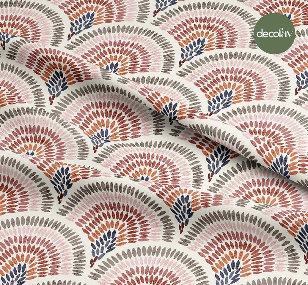 El Çizimi Gökkuşağı Çizimli Etnik Abstrakt Desenli Dijital Baskılı Kumaş