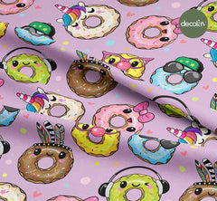 Fun Donut Patterned Digital Printed Fabric