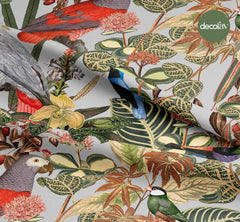 Tropical Parrot Bird Leaf Pattern Digital Printed Fabric