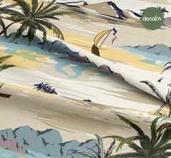 Tropical Island Themed Palm Tree Patterned Digital Printed Fabric