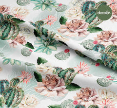 Cactus Flower Patterned Digital Printed Fabric