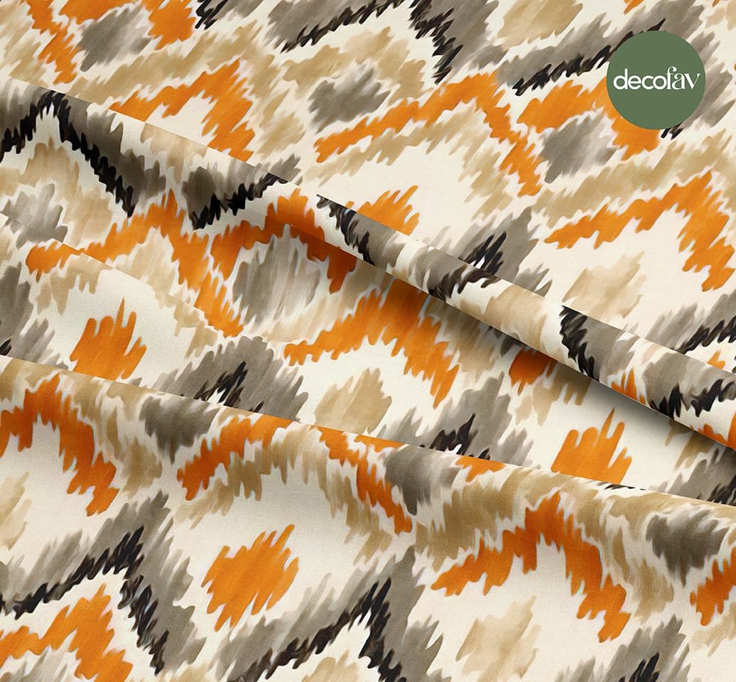 Watercolor Ikat Zigzag Pattern Digital Printed Fabric