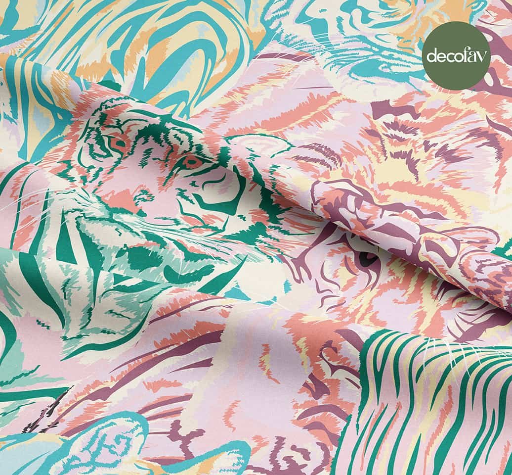 Soft Colors Tiger Pattern Digital Printed Fabric