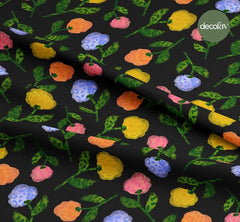 Watercolor Hand Drawn Leopard Silhouette Flower Leaf Pattern Digital Printed Fabric