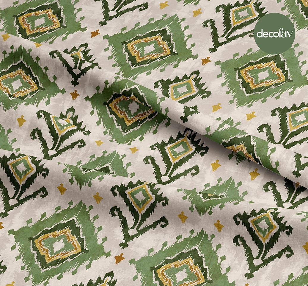 İkat Desenli Dijital Baskılı Kumaş