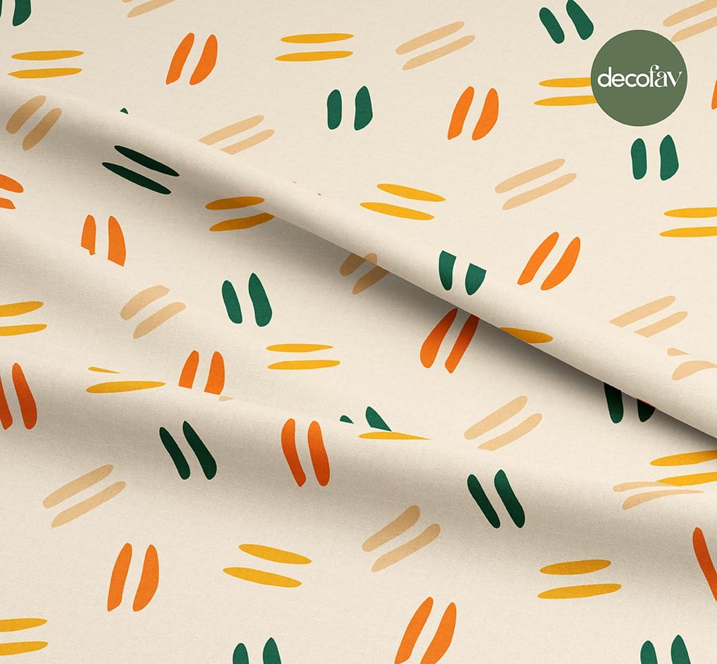 Renkli  Çizgi Geometrik Desenli Dijital Baskılı Kumaş