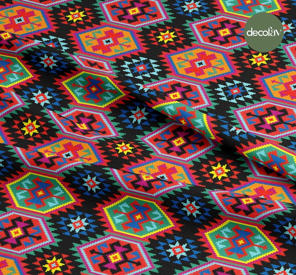 Renli Kilim Desenli Dijital Baskılı Kumaş