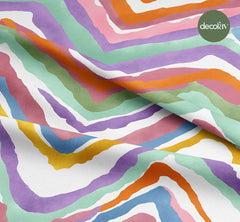 Zigzag Colorful Abstract Patterned Digital Printed Fabric