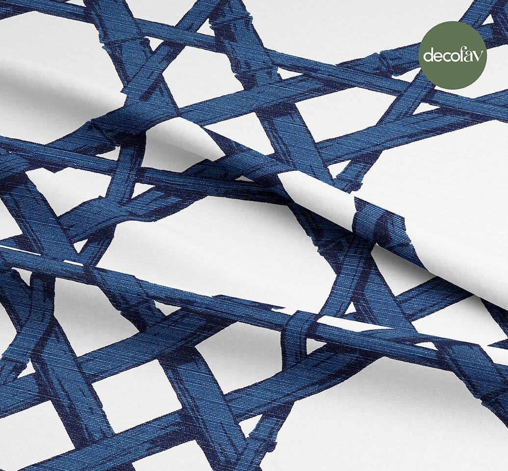 Geometrik Bambu Çubuklu Desenli Dijital Baskılı Kumaş