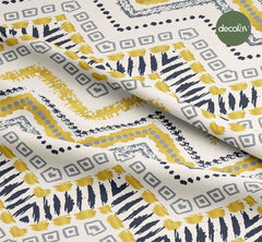 Zigzag Etnik El Çizimi Geometrik  Desenli Dijital Baskılı Kumaş