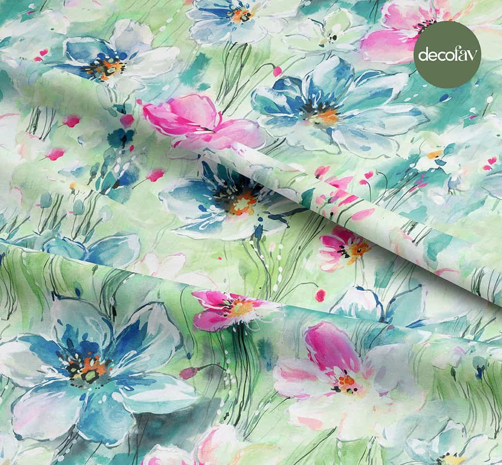 Sulu Boya Soft Çiçek Desenli Dijital Baskılı Kumaş