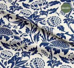 Blue Floral Patterned Digital Printed Fabric