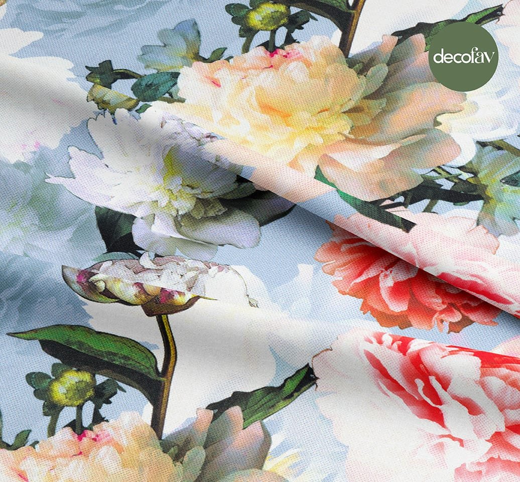 Sulu Boya  Çiçek Desenli Dijital Baskılı Kumaş