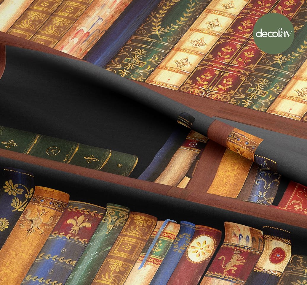 Historical Hardcover Bookshelf Pop Art Patterned Digital Printed Fabric