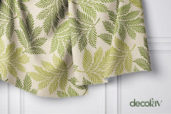 Keten Efektli Yaprak  Desenli Dijital Baskılı Kumaş