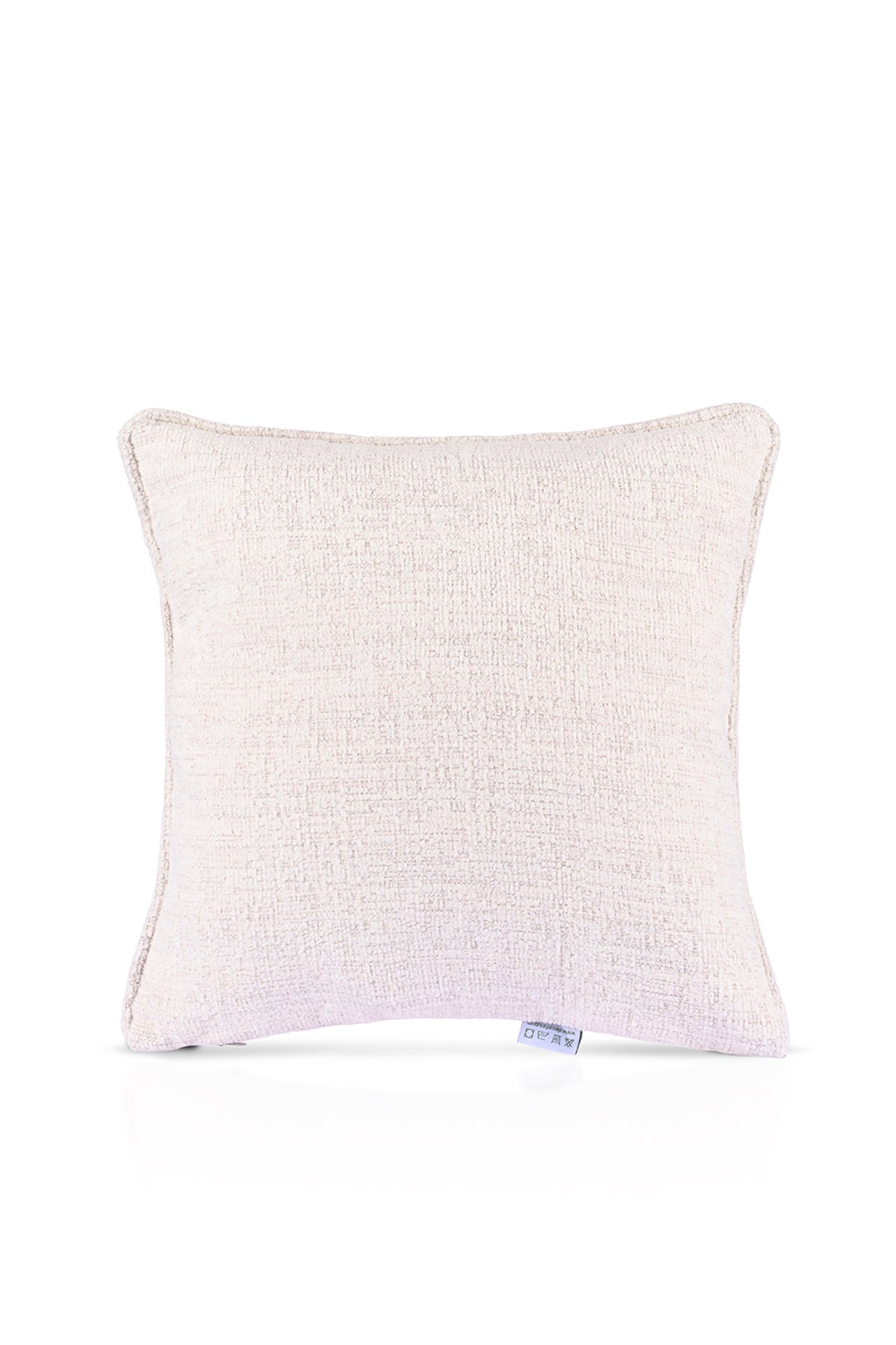 Taş Rengi Bukle Kumaş Fitilli Kırlent Kılıfı - Minimal Japandi Stili - 43x43cm