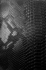 Siyah Suni Piton Deri Kırlent Kılıfı - 43x43cm