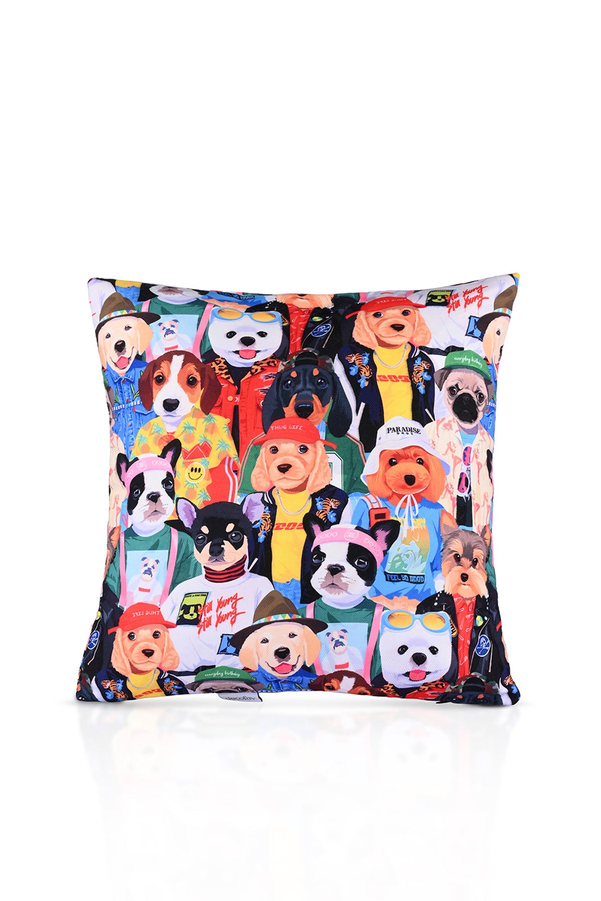 Moda Köpekler Tasarımlı Kırlent Kılıfı 43x43cm