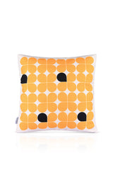 Abstrakt Sarı Siyah Minimal Geometrik Desen Tasarımlı Kırlent Kılıfı 43x43 cm