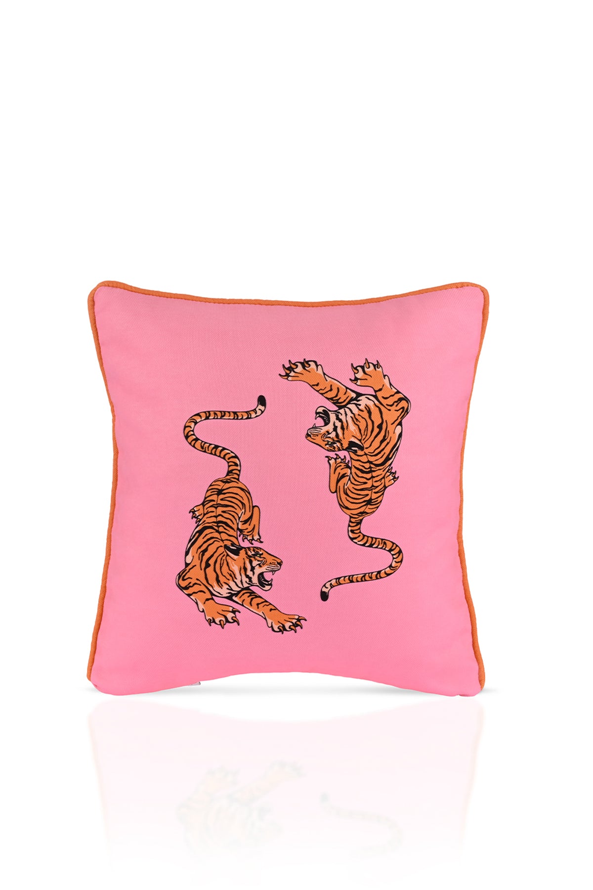 Neon Jungle Kaplan Desenli Pembe Kırlent Kılıfı – 43x43cm
