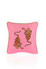 Neon Jungle Kaplan Desenli Pembe Kırlent Kılıfı – 43x43cm