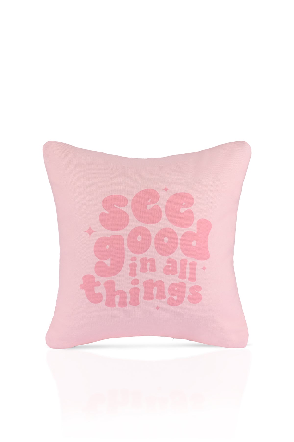 See Good Pozitif Mesajlı Pembe Yazı Kırlent Kılıfı – 43x43cm