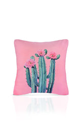 Blooming Cactus Çiçekli Kaktüs İllüstrasyonlu Kırlent Kılıfı – 43x43cm