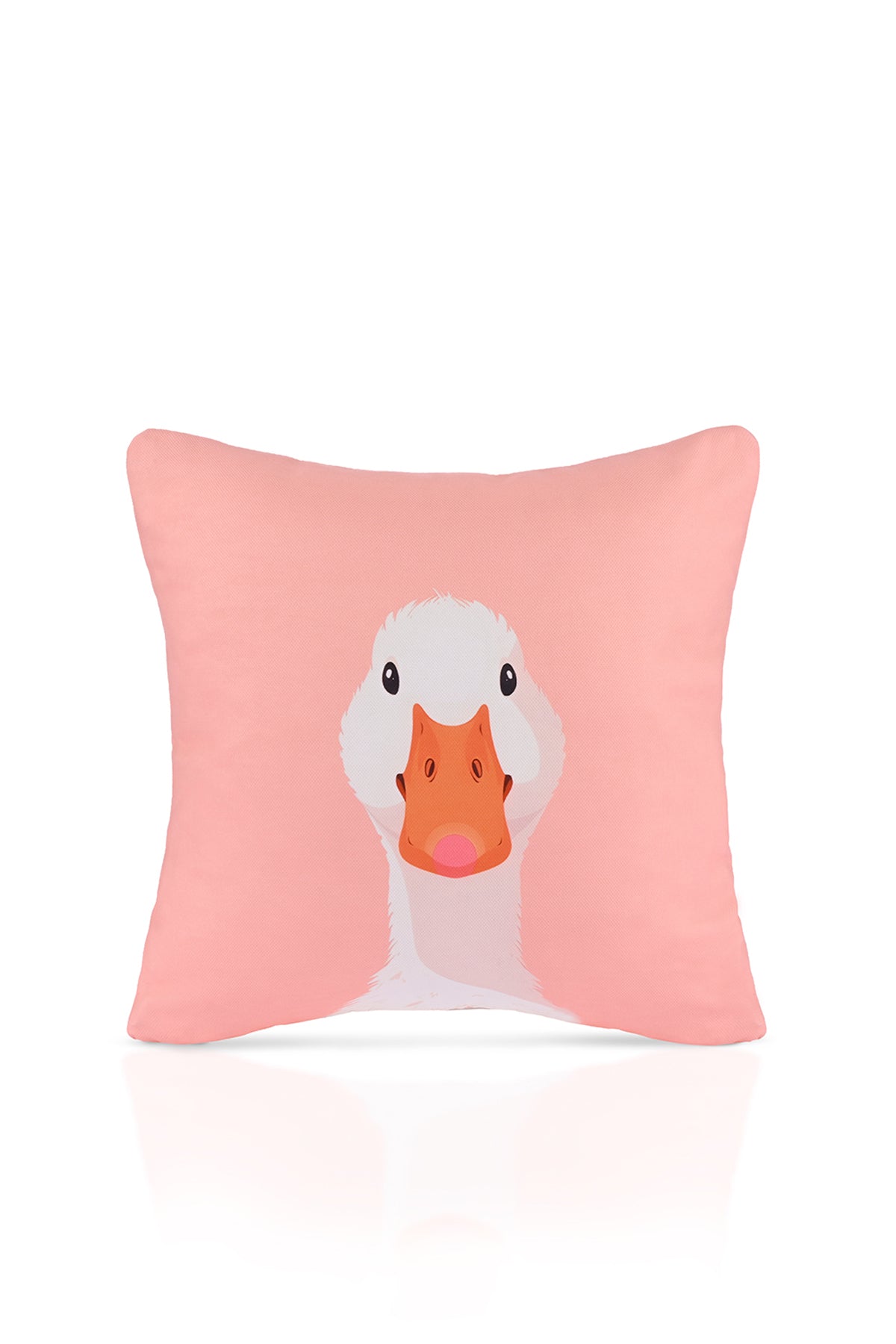 Duck Face Sevimli Kaz İllüstrasyonlu Pembe Kırlent Kılıfı – 43x43cm