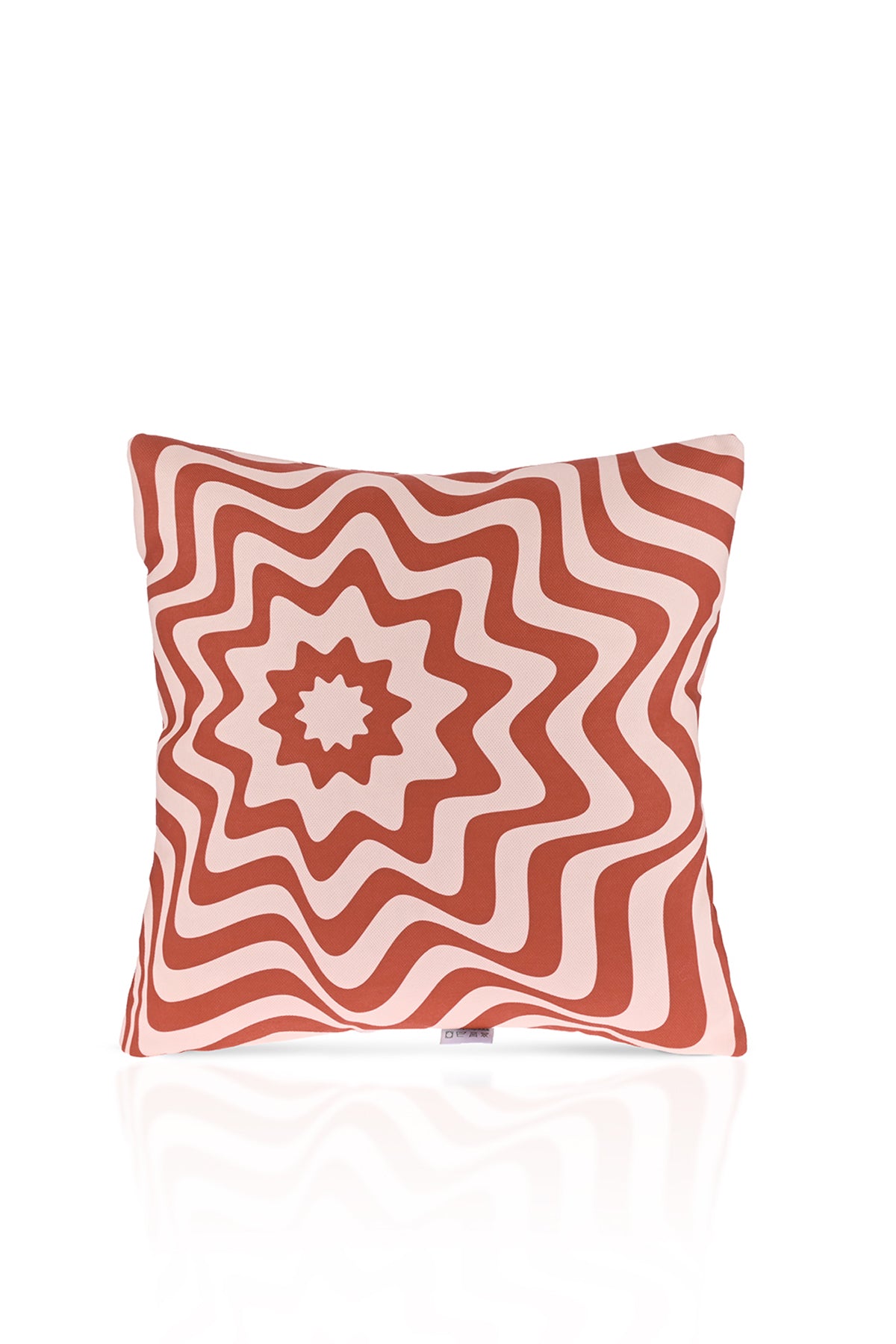Retro Dalga Desenli Tarçın Rengi Kırlent Kılıfı – 43x43cm