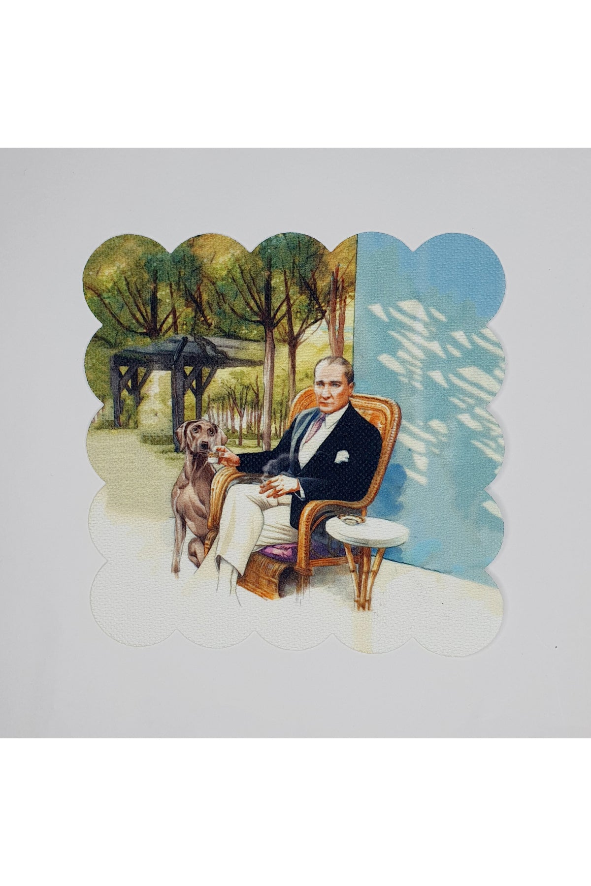 Sulu Boya Atatürk Görselli Dijital Baskılı Lazer Kesim Kokteyl Peçetesi