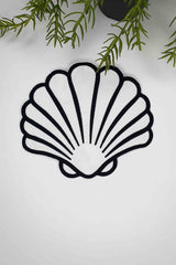 İstiridye Şeklinde Siyah Nakışlı Beyaz Kumaş Kokteyl Peçetesi 1 Adet