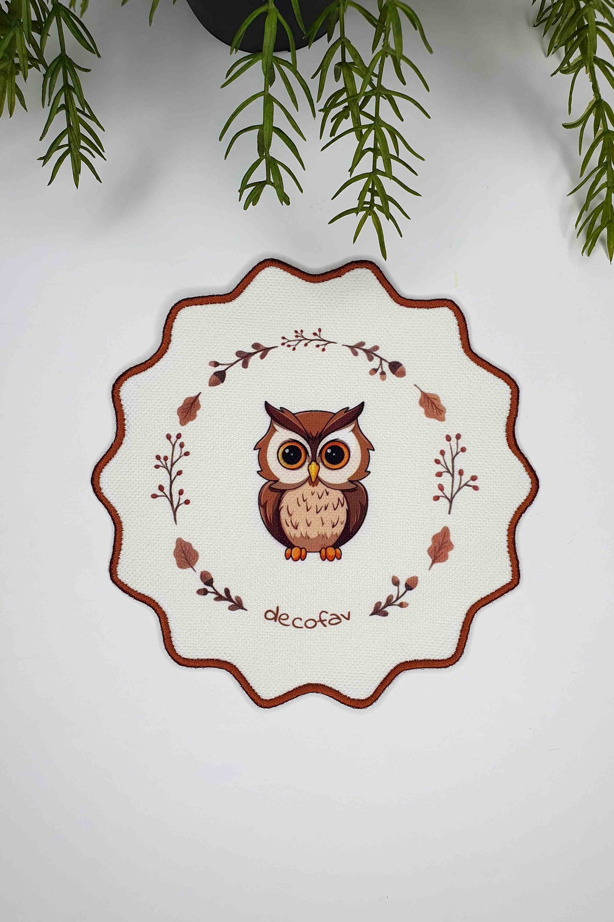 Owl Eyes Charm Baykuş Tasarım Nakış Kenar Kokteyl Peçetesi 1 Adet