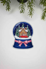 Küre Form Gingerbread Evli Kar Küresi Desenli Nakış Kenar Kokteyl Peçetesi 1 Adet