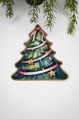 Ağaç Form Yıldız Süslemeli Çam Ağacı Tasarımlı Nakış Kenar Kokteyl Peçetesi 1 Adet