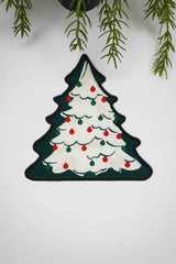 Ağaç Form Süslemeli Çam Ağacı Tasarımlı Nakış Kenar Kokteyl Peçetesi 1 Adet