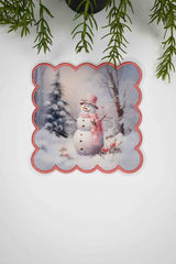 Snowman Delight Kardan Adam Nakış Kenar Kokteyl Peçetesi 1 Adet