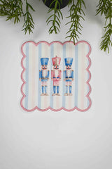 Pastel Çizgili Sulu Boya Kurşun Askerler Tasarımlı Nakış Kenar Kokteyl Peçetesi 1 Adet