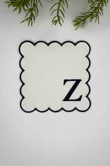 Z Harfi Siyah Nakışlı Monogram Patch Kumaş Kokteyl Peçetesi 1 Adet - Decofav | Kırlent, Sofra Tekstili, Kumaş