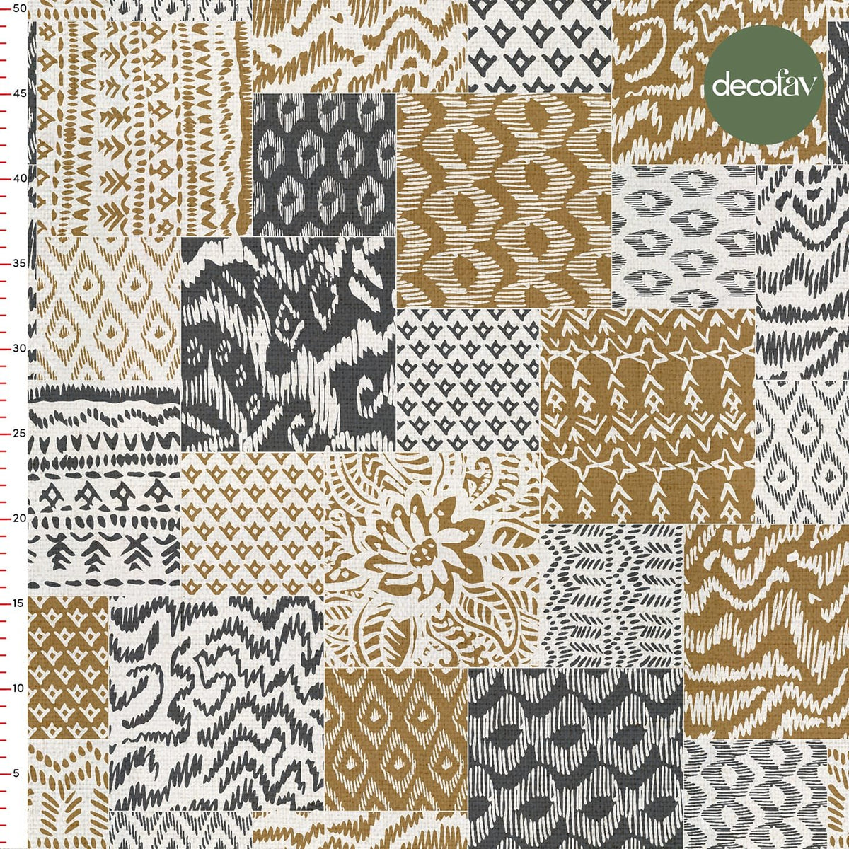 Patchwork Ethnic Ikat Kilim Patterned Digital Printed Fabric