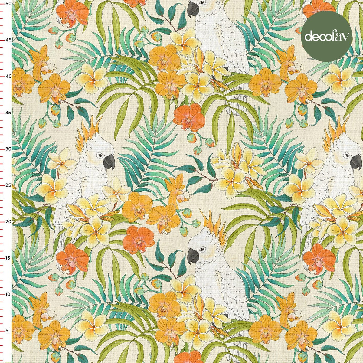 Tropical Parrot Flower Leaf Pattern Digital Printed Fabric