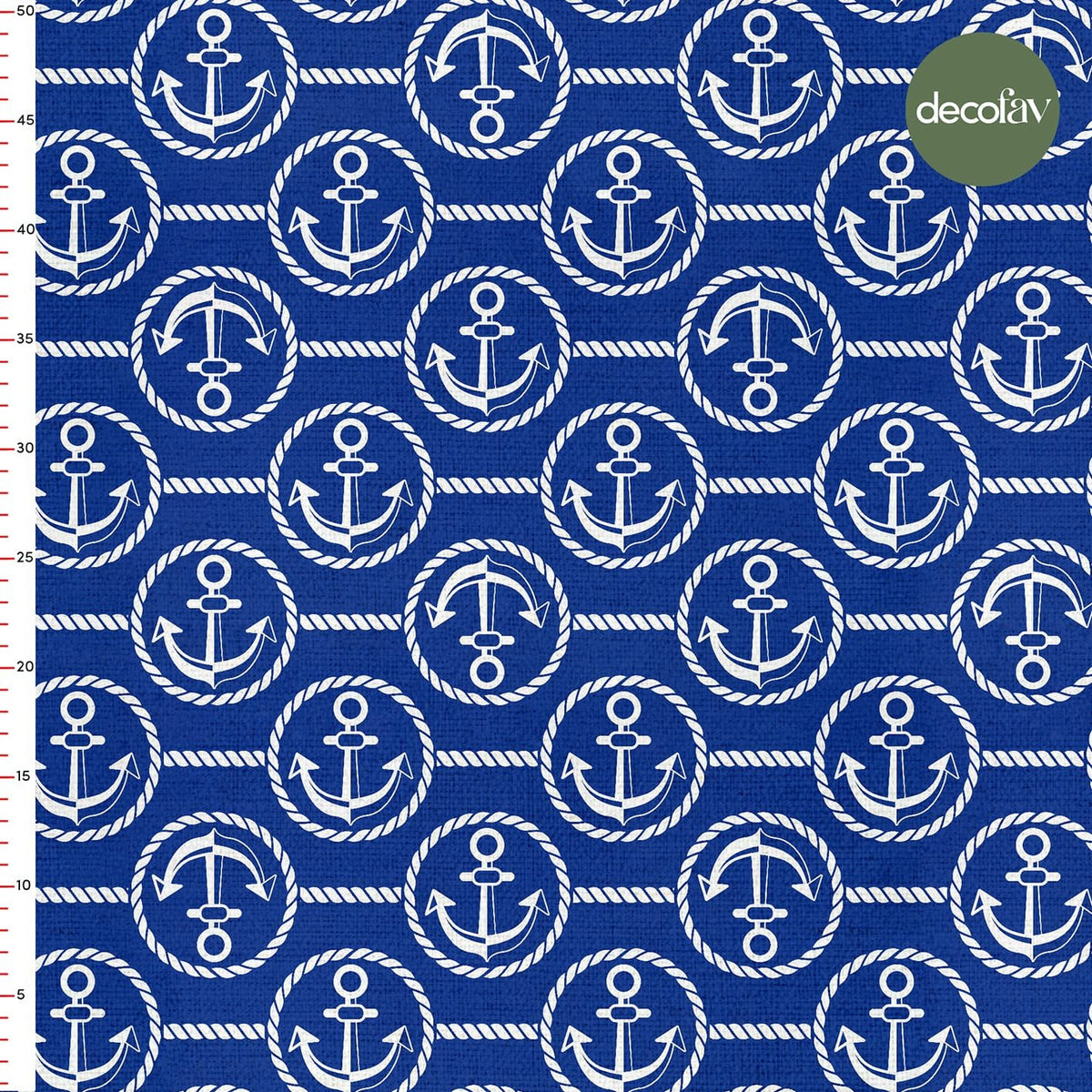 Digitally Printed Fabric with Marine Pattern and Anchor Inside, Circle-Shaped Rope Connected to Each Other