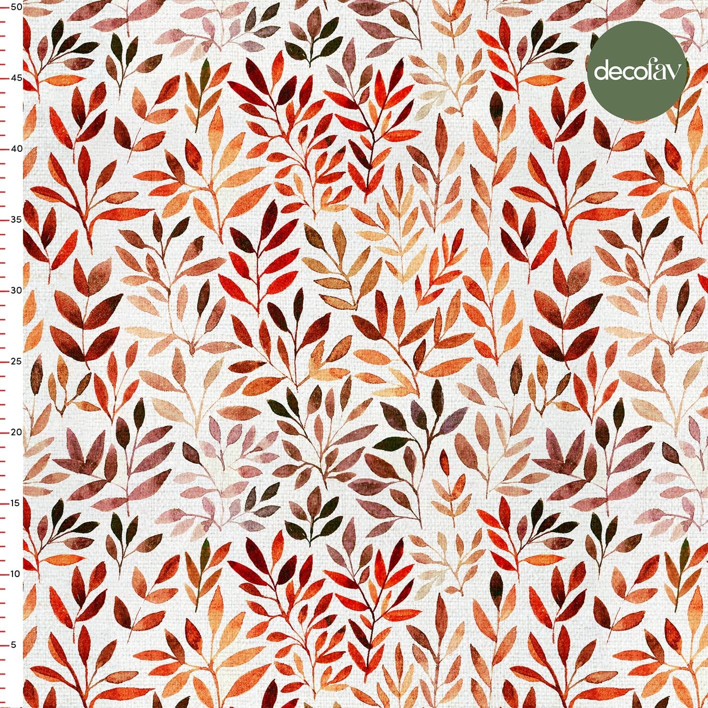 Sulu Boya Sonbahar Yaprak Desenli Dijital Baskılı Kumaş