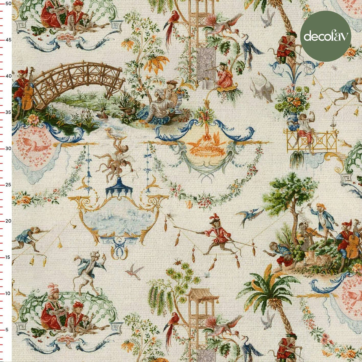Digitally Printed Fabric with Traditional Chinese Art Objects Pattern