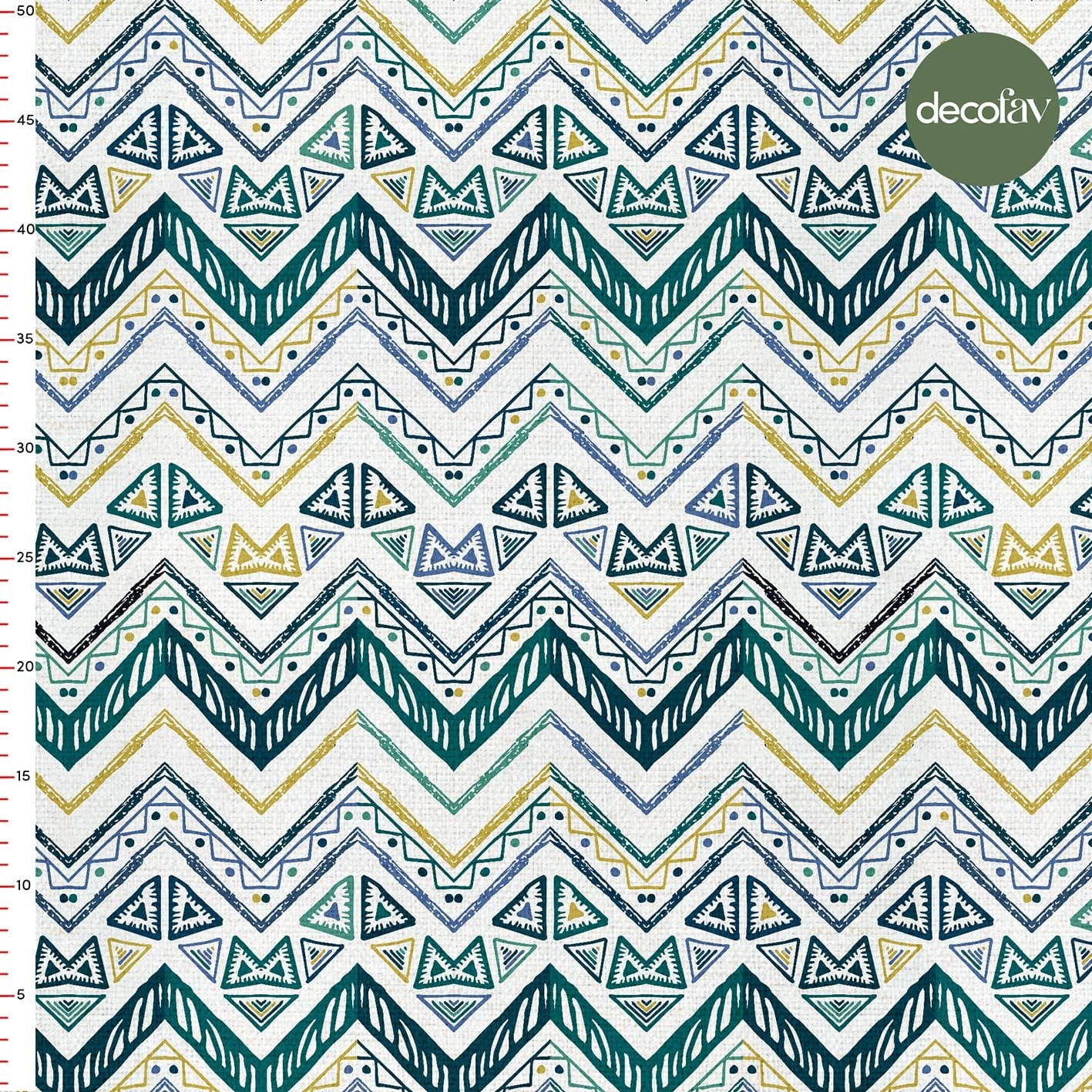 Etnik El Çizimi Zigzag Geometrik  Desenli Dijital Baskılı Kumaş